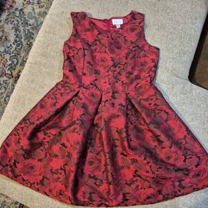 Place Red and Black Floral Kids Dress Size 16
